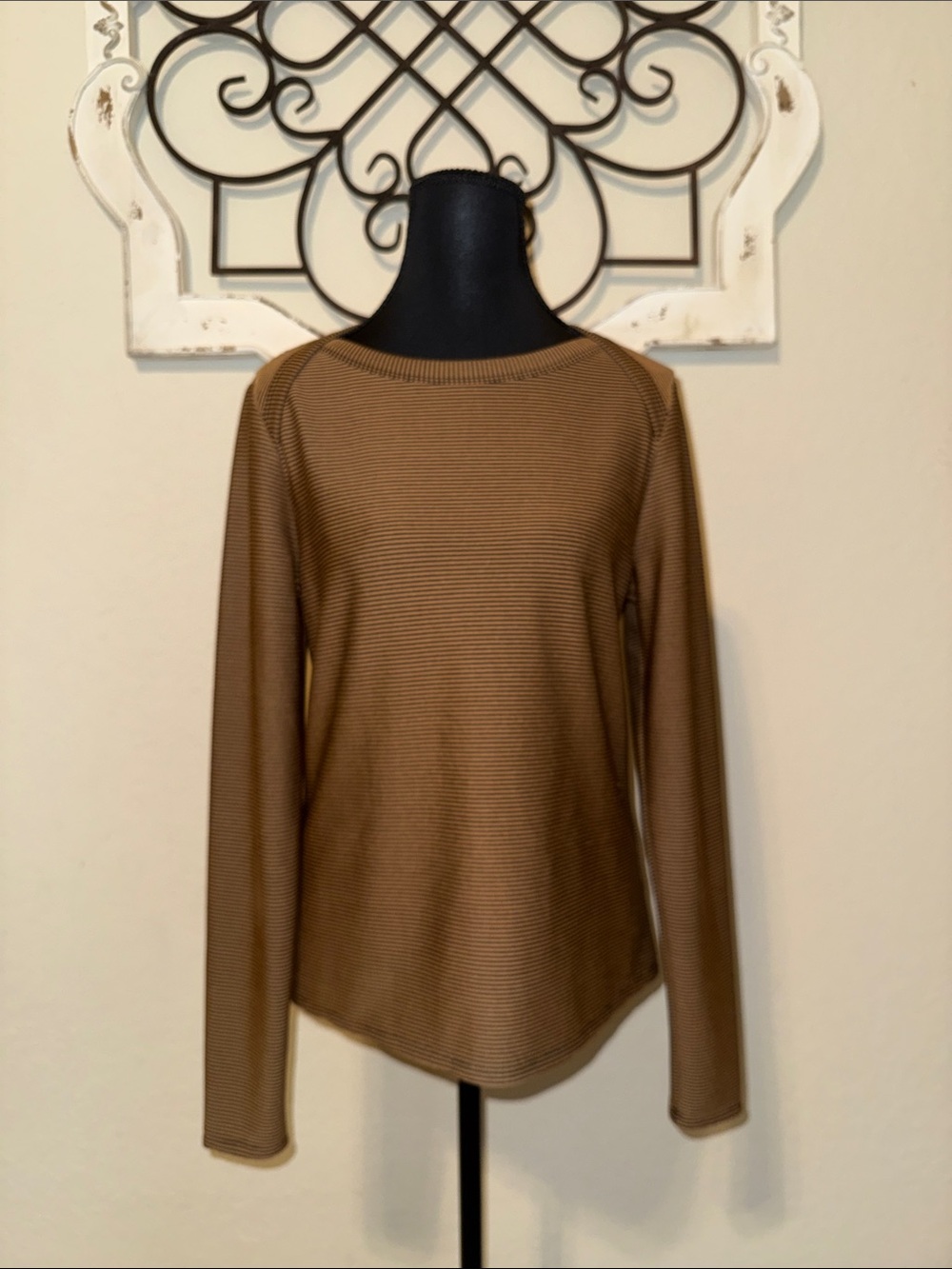 Doe & Rae Brown Stripped Long-Sleeve Top